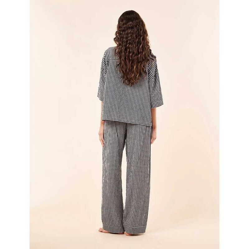 Papinelle Seersucker Gingham Ss Shirt And Fl Pant Pj image number 1